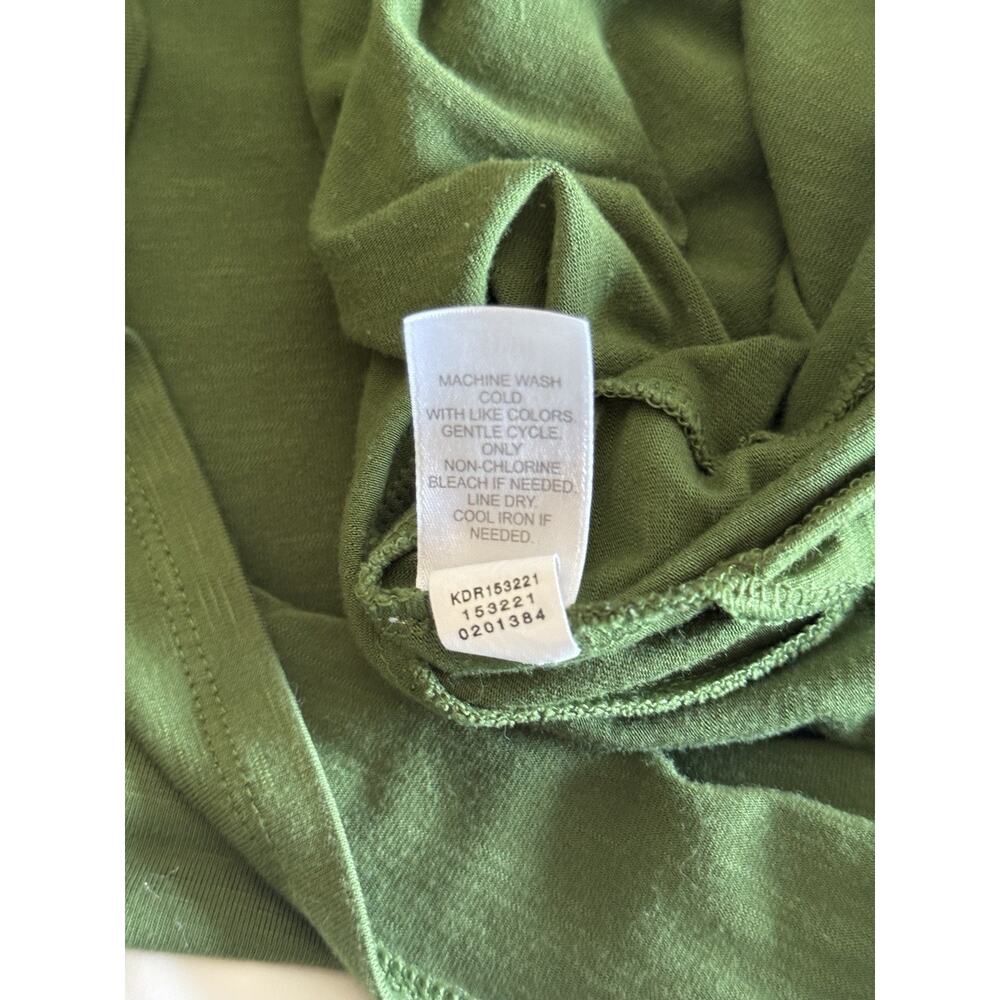 J JILL Olive Green Stretch Slub Jersey Knit High Neck Long Maxi Dress Pockets XL - Picture 5 of 10